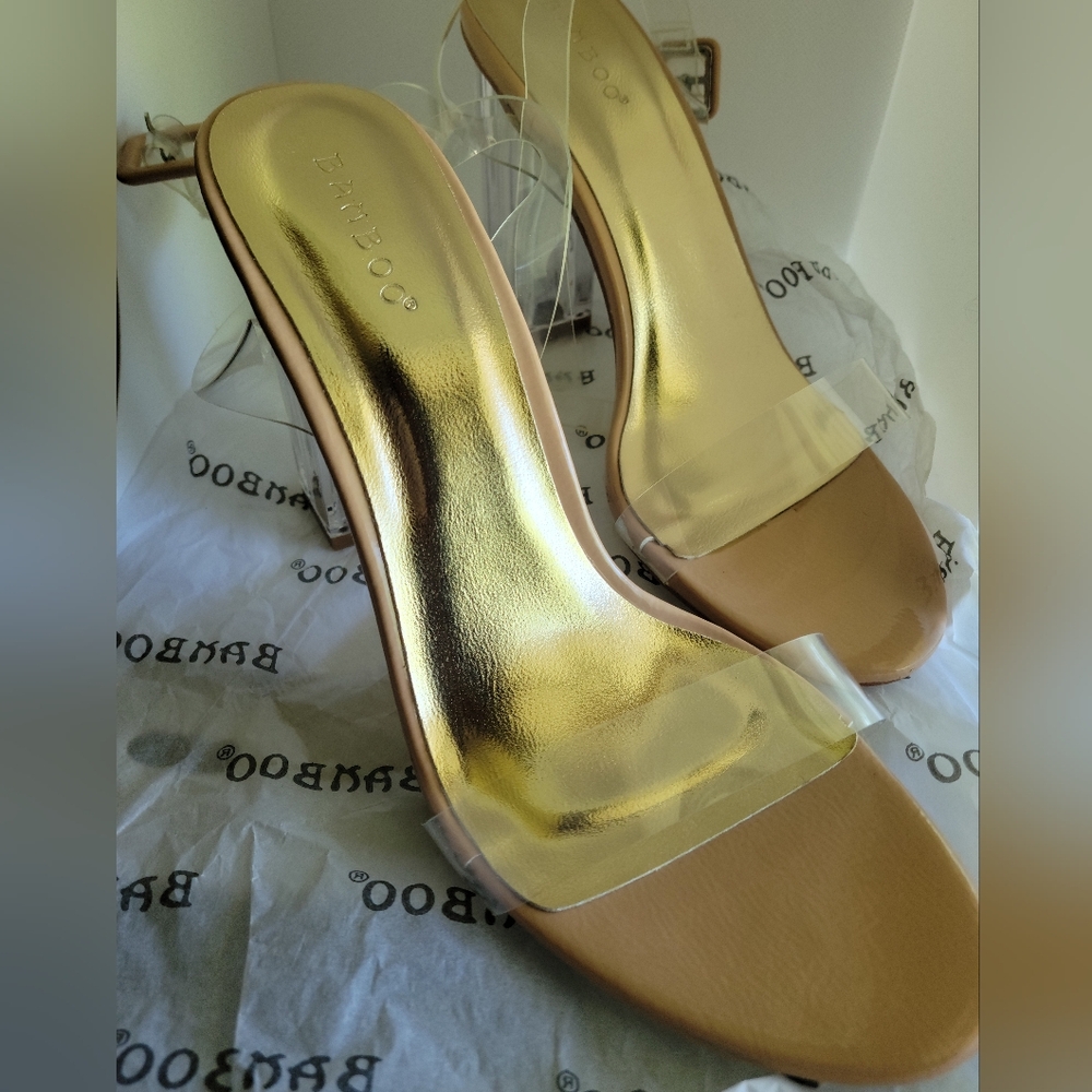 Clear Sandal Ankle Strap Chunky Heel